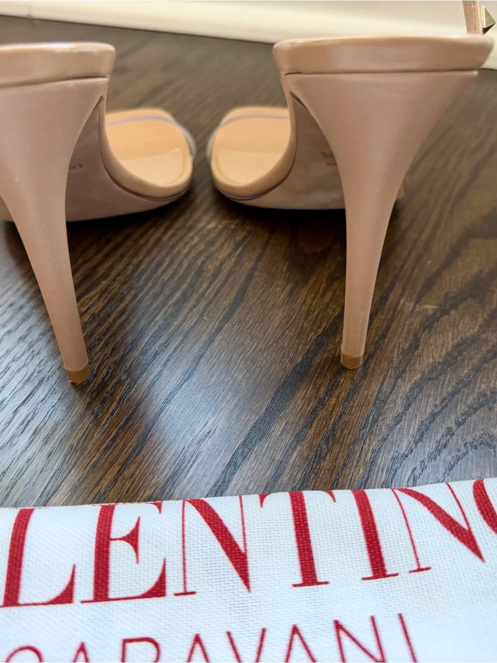 Valentino Garavani Nude Spiral Rockstud Wrap-Heel Sandals